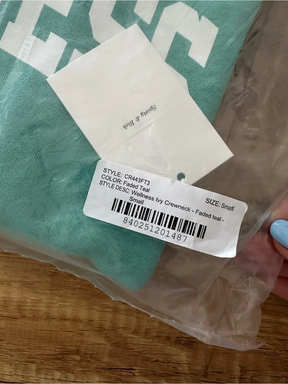 Sporty & Rich Brand New (NWT) Wellness Ivy Crewneck - Faded Teal